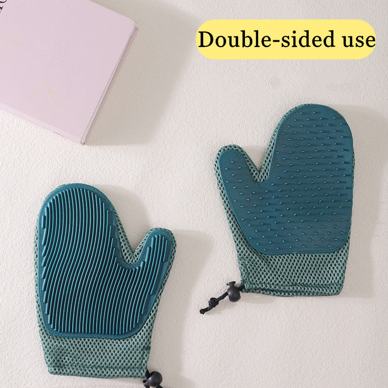 Silicone Pet Grooming Gloves – Hair Removal & Massage Brush for Cats & Dogs