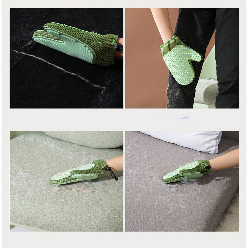 Silicone Pet Grooming Gloves – Hair Removal & Massage Brush for Cats & Dogs