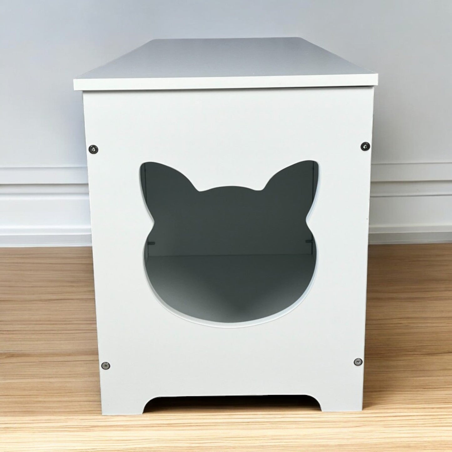 Top Open Cat Litter Box Furniture – Enclosed Fence Design for Less Mess