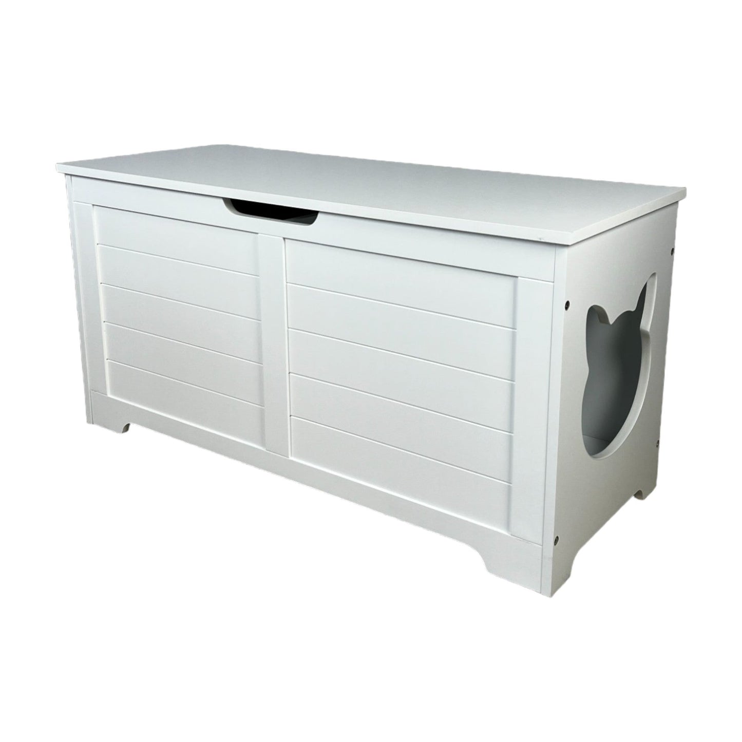 Top Open Cat Litter Box Furniture – Enclosed Fence Design for Less Mess